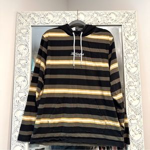 The Hundreds Striped Long Sleeve Hoodie Green, Yellow, White, Black size XL